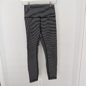 Lululemon Athletica Black and White Striped Leggings